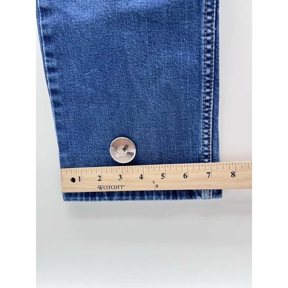 Wrangler Slim Straight Jeans Mens 33x32 Distressed Blue Stretch Denim